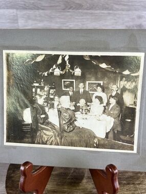 Antique Photo Cabinet Card Family Celebrating in Parlor Buffalo, New York - 1908